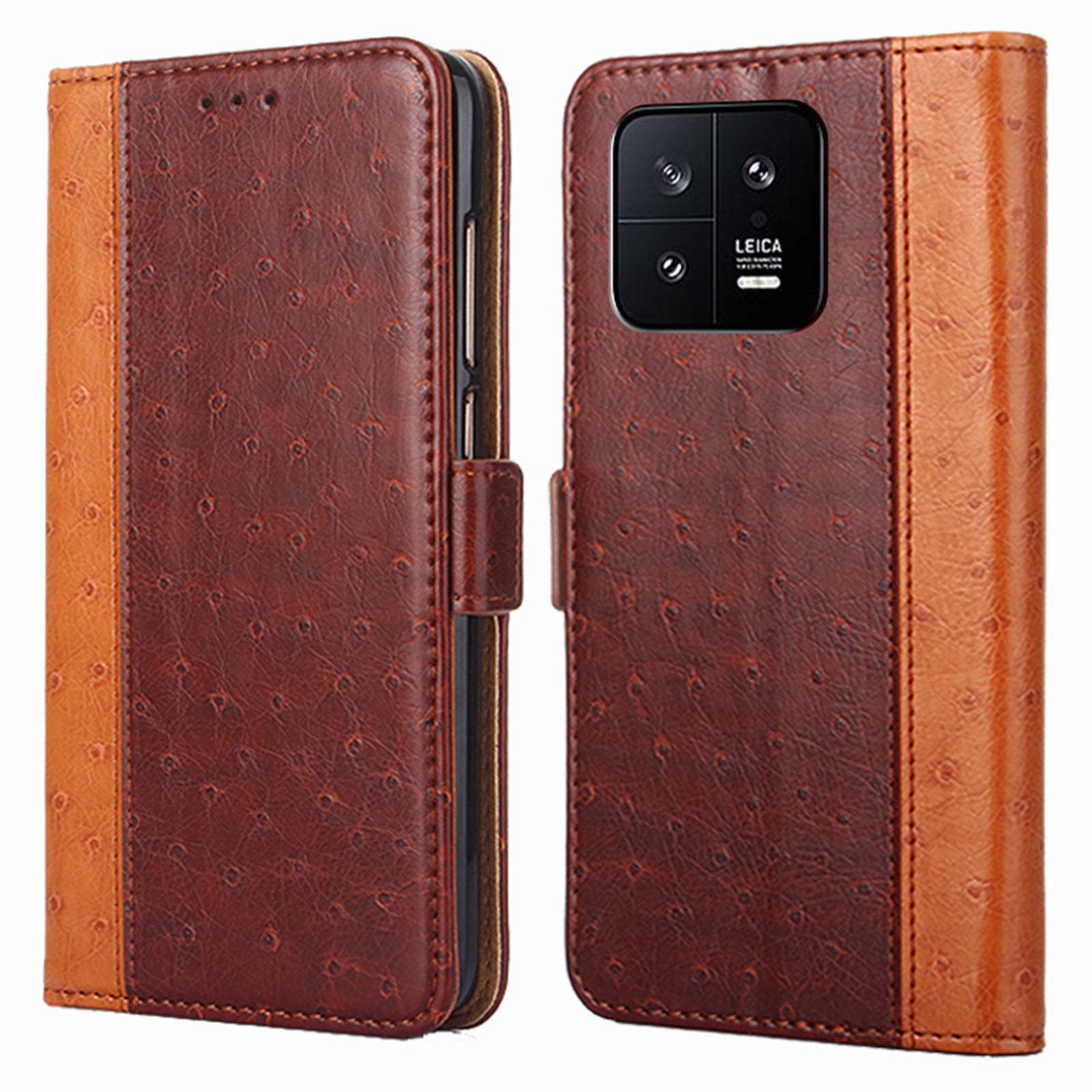 For Xiaomi 13 5G Ostrich Texture Magnetic Closure Anti-fall Phone Case Wallet Stand PU Leather Flip Folio Cell Phone Cover For Xiaomi 13 5G Ostrich Texture Magnetic Closure Anti-fall Phone Case Wallet Stand PU Leather Flip Folio Cell Phone Cover